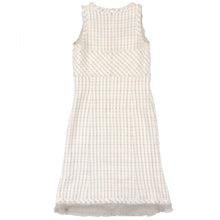 Load image into Gallery viewer, Chanel Vintage 04C 2004 Cruise Resort Ivory multicolor Pink Tweed Fringe Dress FR 42 US 6-8