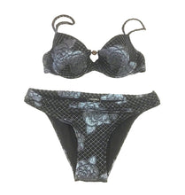 Load image into Gallery viewer, Chanel 17C 2017 Paris-Cuba Blue Metallic and Black Bikini SwimSuit FR 38 US 4/6
