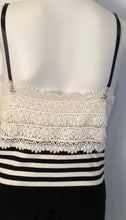 Load image into Gallery viewer, Chanel 05P, 2005 Spring Spaghetti Strap Camisole Lace Crochet Striped Top Blouse FR 38