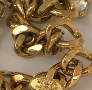 1989 Chanel Vintage Crystal MultiStrand Chain Belt Gold Metal
