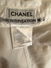 Load image into Gallery viewer, Chanel Identification 00T 2000 White Collared Stripe Button Down Blouse FR 44 US 8/10