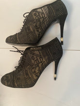 Load image into Gallery viewer, Chanel short boot bootie black lace mesh pearl high heels EU 41 US 10