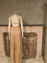 Load image into Gallery viewer, Frisky Chanel 2003 03P Spring Vintage Beige Sequin Halter Backless Long Chiffon Silk gown FR 38 US 4