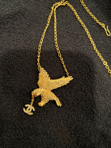 Very Rare Chanel 01P 2001 Spring Gold Eagle Crystal CC Necklace