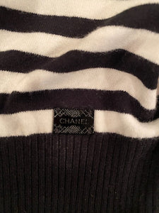 Chanel 05P, 2005 Spring Spaghetti Strap Camisole Lace Crochet Striped Top Blouse FR 38