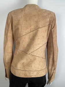 Vintage 00C, 2000 Cruise Chanel Identification Leather/Suede Rawhide Tan Jacket FR 36 US 4