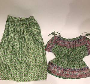Vintage 1980’s Chanel Creations Paris 2 piece Skirt Boho Set Size 6