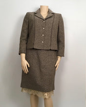Load image into Gallery viewer, Chanel Vintage 03A, 2003 Fall Autumn Brown Tweed Lace Jacket Blazer Skirt Suit Set FR 48 US 14/16