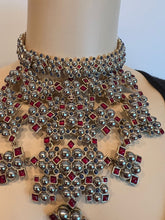 Load image into Gallery viewer, Rare Chanel 16S 2016 Spring Bib Collar Red Blue Gripoix Silver Necklace
