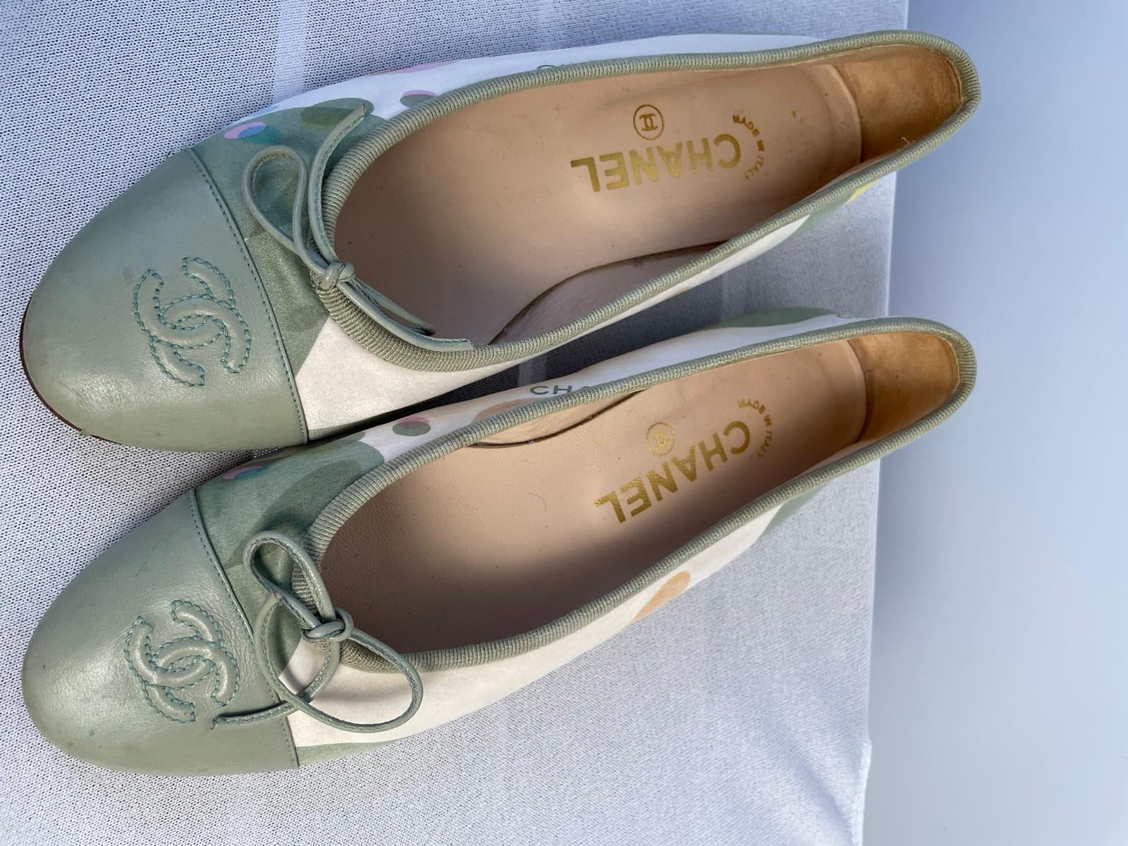 Chanel Leather CC Ballerina Ballet Flats EU 38 US 7/7.5 – HelensChanel