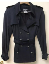 Load image into Gallery viewer, Chanel Vintage 08C Cruise Resort Navy Blue Belted Trench Coat Jacket FR 50 US 14/16