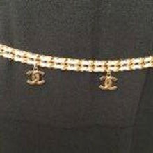 Load image into Gallery viewer, Chanel Vintage 01A White Leather Gold Metal CC Chain Belt