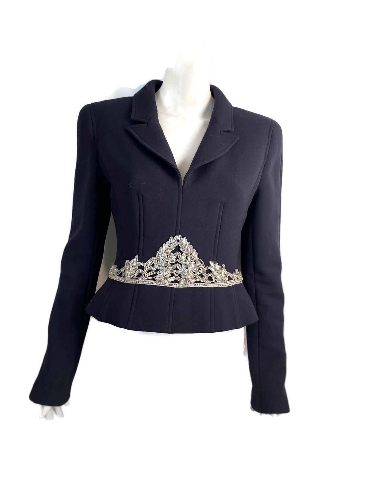 HelensChanel Rare Chanel 02A 2002 Fall Black Fitted Jacket with Crystal Embellishments FR 40 US 4/6
