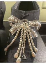 Load image into Gallery viewer, Chanel 18A 2018 Pre-Fall Black Fabulous Pearl Crystals and CC Bows Heel Booties EU 38 US 7/7.5