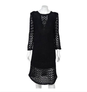 NWT Chanel 14P 2014 Spring Black Maxi Crochet Dress FR 38