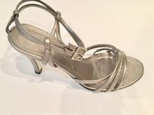 Load image into Gallery viewer, Chanel 05P 2005 Spring Metallic Silver Pewter Strap Sandal Leather Heel Pumps EU 36 US 5.5