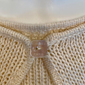 Vintage 00C Chanel Identification beige 2 piece sweater twinset FR 36 US 4