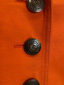 1990’s Chanel Boutique Vintage Orange Mini Skirt Suit Set US 2/4