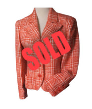 Load image into Gallery viewer, 97P, 1997 Spring Chanel Boutique Vintage Orange Plaid Tweed Blazer Dress Jacket US 8