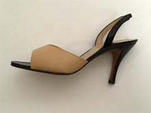 Load image into Gallery viewer, New Chanel peep toe sling backs bicolor beige tan black heel sandals EU 36 US 5/5.5