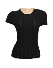 Load image into Gallery viewer, Chanel 05P, 2005 Spring Black Cotton knit interlocking CC logo Blouse top FR 40 US 2/4
