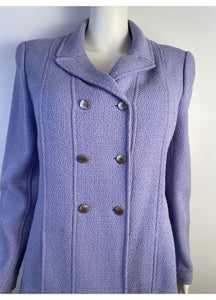 Rare Chanel 98P 1998 Spring Vintage Lilac Double Breasted Jacket Skirt Suit FR 44 US 10