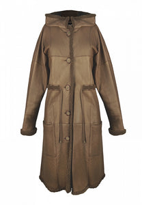 Chanel Brown Long Fall 2012 RTW Leather Shearling Coat Jacket FR 40 US 6