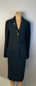 Vintage Chanel 98A 1998 Fall Green Jacket Skirt Suit FR 34 US 4