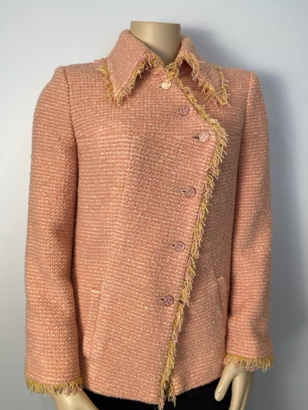 HelensChanel Vintage Chanel 01A, 2001 Fall Tweed Pink with Light Yellow Jacket FR 44/46