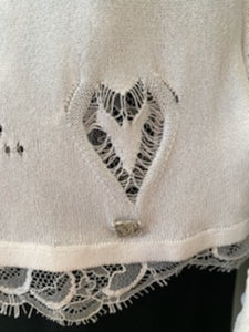 Chanel 06P 2006 Spring White Knit Lace Cardigan FR 40 US 2/4