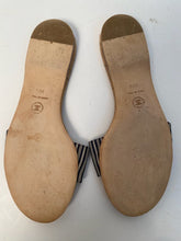 Load image into Gallery viewer, Chanel Stripe denim Summer Slides Orange CC Cork Sandals EU 39.5 US 8.5/9