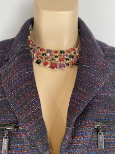Vintage Chanel 02A 2002 Autumn Wide Leg Blue Multicolor Jacket Pant Suit FR 42