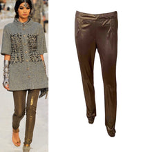 Load image into Gallery viewer, Chanel 12A, 2012 Paris Bombay Fall Stretchy Gold Metallic Pants Leggings FR 38 US 4/6