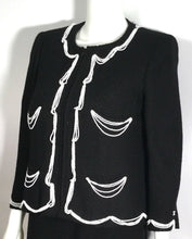Load image into Gallery viewer, Chanel 03P Spring Black Pearl Scallop Trim wool Cardigan Jacket FR 38 US 4