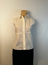 Load image into Gallery viewer, Chanel Identification 00T 2000 White Collared Stripe Button Down Blouse FR 44 US 8/10