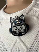 Load image into Gallery viewer, Chanel 2017 17S Resin Emoji Robot Cat Brooch Silver Blue Pin