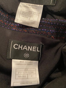 Vintage Chanel 02A 2002 Autumn Wide Leg Blue Multicolor Jacket Pant Suit FR 42