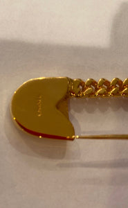 Rare Vintage Chanel Gold Chain Shamrock Kilt Safety Pin