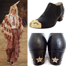 Load image into Gallery viewer, Chanel Paris Dallas 2014 black leather pull on star Ankle boots booties EU 39.5 US 8.5/9
