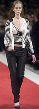 Load image into Gallery viewer, Chanel 05P, 2005 Spring Spaghetti Strap Camisole Lace Crochet Striped Top Blouse FR 38