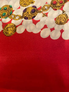 Vintage Chanel Jewel Gripoix Pearls Silk Scarf 34"x34"
