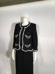 Load image into Gallery viewer, Chanel 03P Spring Black Pearl Scallop Trim wool Cardigan Jacket FR 38 US 4