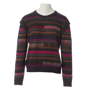 Chanel 12A RTW striped multicolor beaded Strass wool oversized pullover jumper sweater FR 38