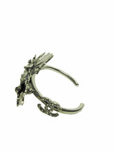Load image into Gallery viewer, Rare Chanel 05A 2005 Fall Cuff Bracelet Gunmetal with Leaves and Opalescent Stones