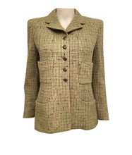 Load image into Gallery viewer, 97A, 1997 Fall Vintage Chanel Green Tweed Jacket FR 42 US 6/8