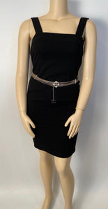 96P, 1996 Spring Vintage Chanel Black wool cocktail Dress FR 44
