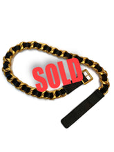 Load image into Gallery viewer, 95A 1995 Fall Vintage Chanel gold chain black leather belt sz 85/34