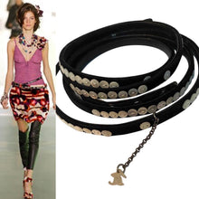 Load image into Gallery viewer, Chanel 03P, 2003 Spring extra long black buttons wrap around belt sz 80/32