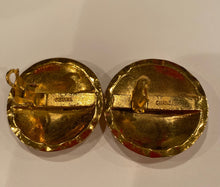 Load image into Gallery viewer, Chanel vintage quilted clip on CC gold plated metal round oversized earrings