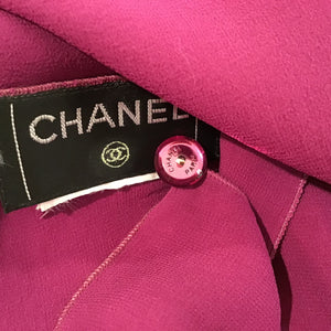 Chanel 2001 Silk Short Sleeve cropped Fuchsia Top Blouse US 4